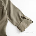 Army Green Sleeves Adjustable Tencel Shirts